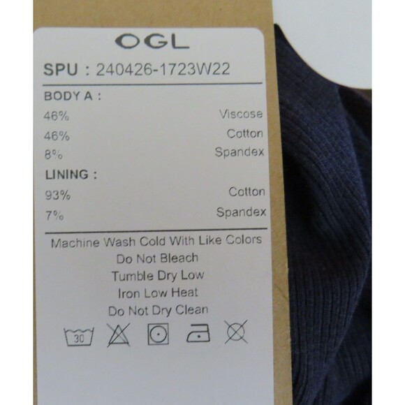 OGL Plantive Navy Ribbed Ruched Boat Neck Low Back Padded Bra Brami Tank Medium - Picture 5 of 11